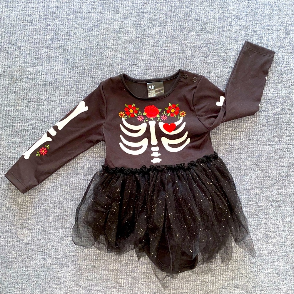 H&M baby skeleton tutu dress 9-12m